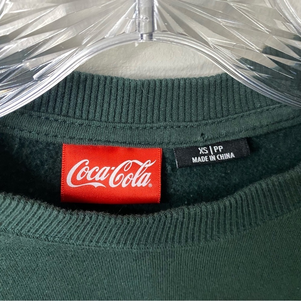 coca cola santa ugly Christmas sweater crewneck sweatshirt‎ xs dark green retro - Picture 3 of 9